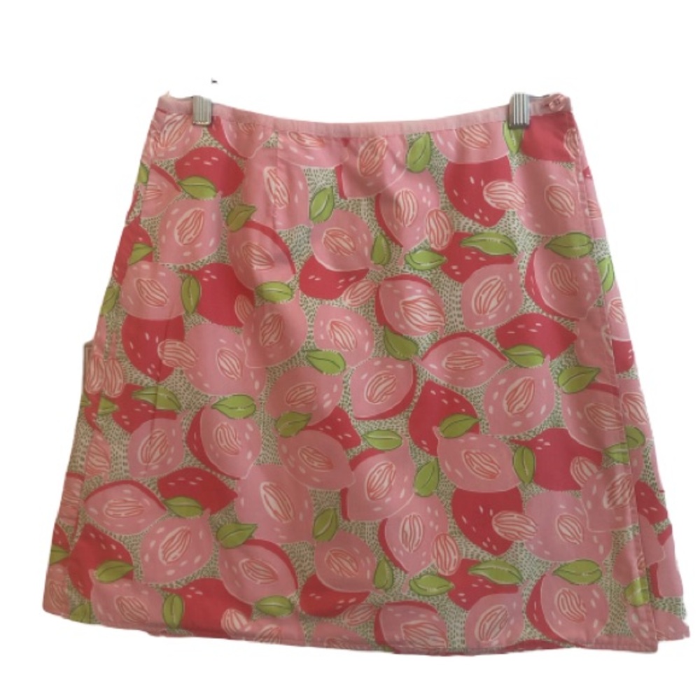 Lilly Pulitzer Reversible Cotton Wrap Fruit Skirt 10 EUC